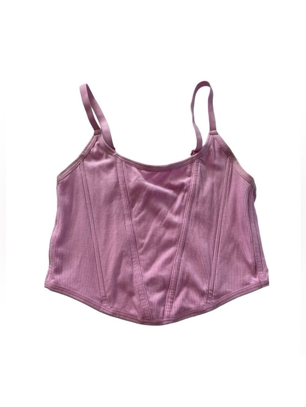 Colsie Pink Corset Ribbed Mesh Top - Picture 5 of 10